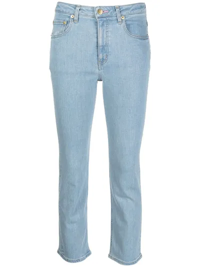 Tu Es Mon Tresor The Rose Quartz Mid-rise Cropped Skinny Jeans In Blue