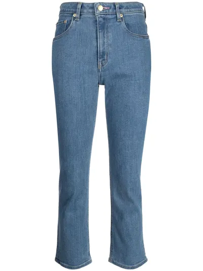 Tu Es Mon Tresor The Rose Quartz Mid-rise Cropped Skinny Jeans In Blue