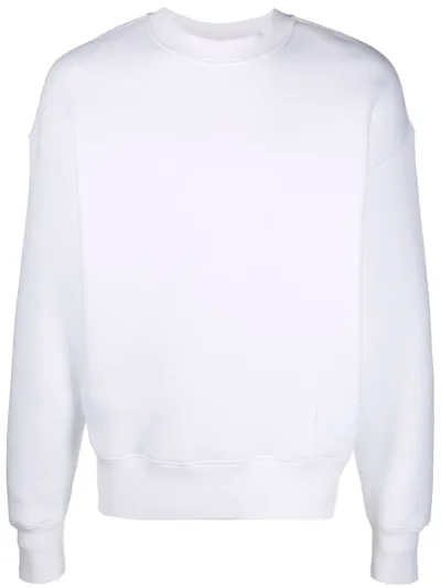 Ami Alexandre Mattiussi Logo-patch Crew-neck Sweatshirt In White