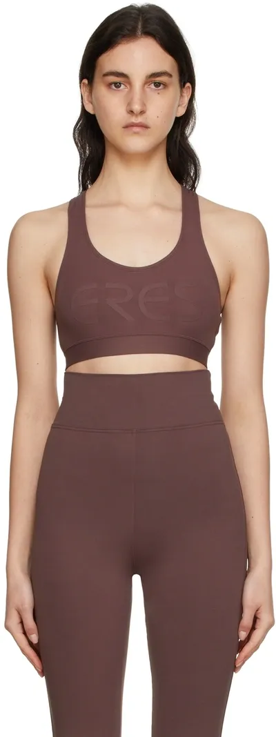 Eres Sporty Stretch Jersey Logo Bralette In Brown