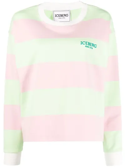 Iceberg Striped Logo-embroidered Sweatshirt In Green