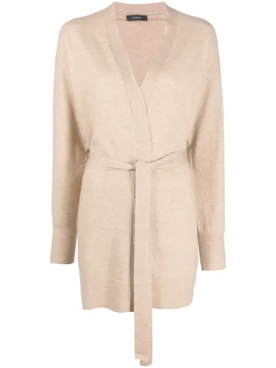 Joseph Fine-knit Tie-waist Cardigan In Neutrals