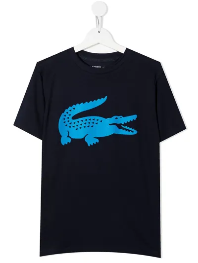 Lacoste Teen Logo-print Cotton T-shirt In Blue