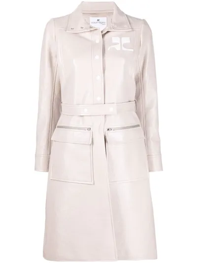 Courrèges Logo-print Lacquered-effect Trench Coat In Pink