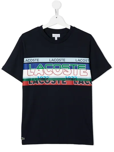 Lacoste Kids' Little Boy's & Boy's Logo-print Crewneck T-shirt In Blue