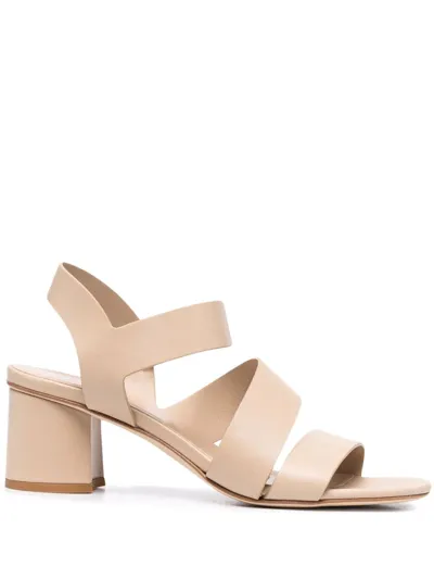 Del Carlo Block Heel Strappy Sandals In Nude