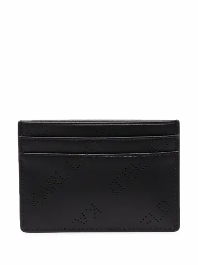 Karl Lagerfeld Punched-logo Leather Cardholder In Black