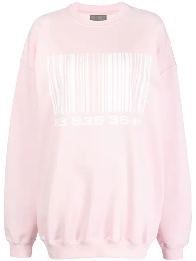 Vtmnts Barcode Print Oversized Sweatshirt In Pink