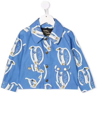 Mini Rodini Kids' Bird Print Shirt In Blue