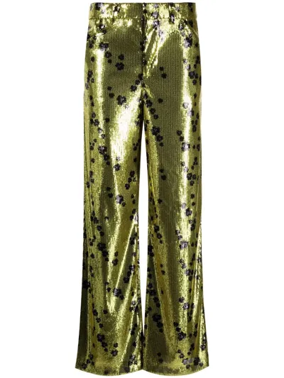 Philosophy Di Lorenzo Serafini Sequin-embellished Straight Trousers In Yellow Multi