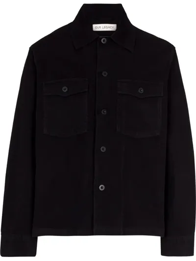 Our Legacy Brushed Cotton Evening Coach Jacket In Black