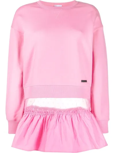 Red Valentino Point D'esprit Tulle-panel Sweatshirt In Pink