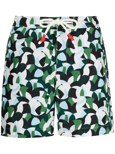 Orlebar Brown Geometric-pattern Swimming Trunks In Green