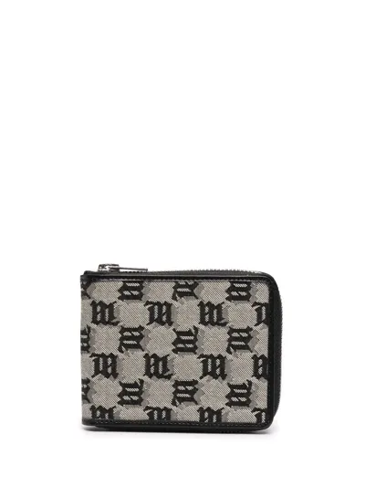 Misbhv Jacquard Monogram Zipped Wallet In Black