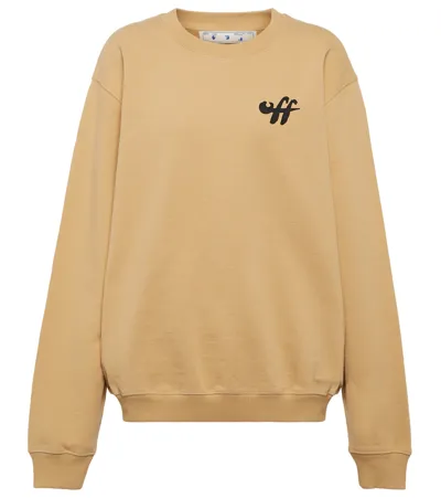 Off-white Printed Cotton-jersey Sweatshirt In Beige