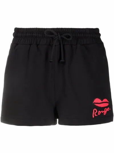 Sonia Rykiel Rouge-print Track Shorts In Black