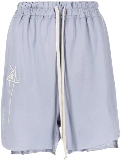 Rick Owens Logo-embroidered Shorts In Blue