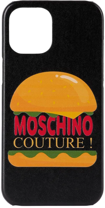 Moschino Hamburger Logo Print Iphone 12 Pro Max Case In Black