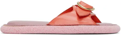 Dries Van Noten Pink Leather Flat Sandals In 354 Salmon