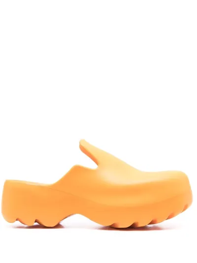 Bottega Veneta Orange Rubber Flash Clogs