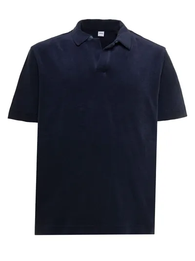 Aspesi Cotton-blend Terry Polo Shirt In Blu