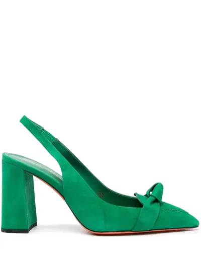 Santoni Knot Detail Slingback Pumps In Green