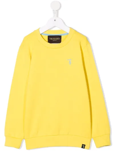 Trussardi Junior Kids' Rear Embroidered-logo Jumper In Yellow