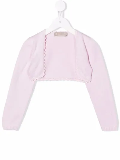 La Stupenderia Kids' Knitted Cropped Cardigan In Pink