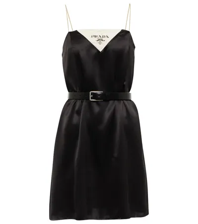 Prada Black Silk Satin Short Dress