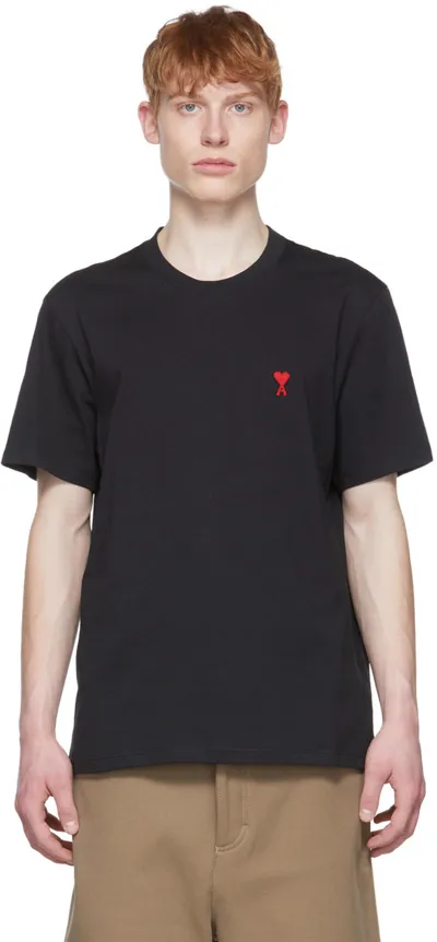 Ami Alexandre Mattiussi Black Ami De Cœur T-shirt In Black/001