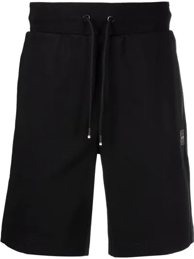 Hugo Boss Logo-patch Drawstring Shorts In Blue