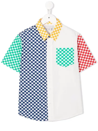 Stella Mccartney Teen White Check Shirt In Multicolor