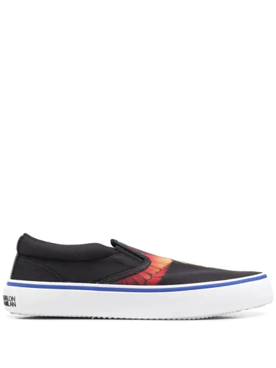 Marcelo Burlon County Of Milan Marcelo Burlon Curves Wings Print Slip-on Sneakers In Black