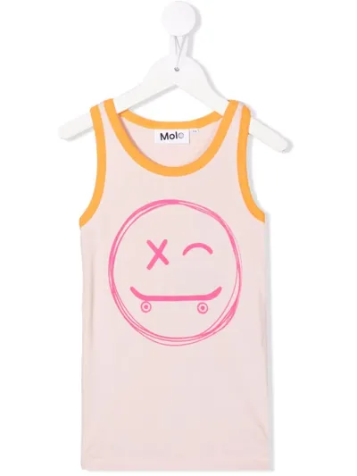 Molo Kids' Graphic-print Crew Neck Vest In Pink