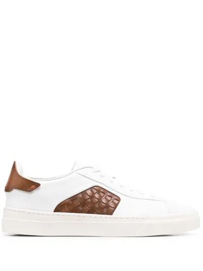 Santoni Panelled Low-top Sneakers In White