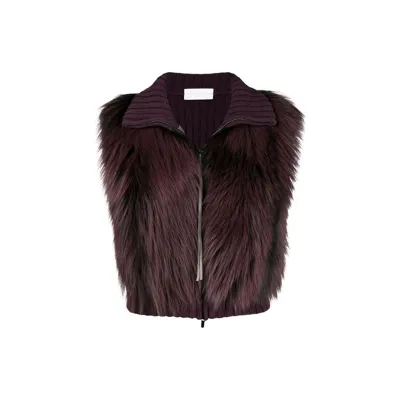 Fabiana Filippi Fox Fur Knitted Vest Jacket In Red