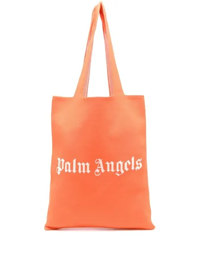 Palm Angels Logo Print Shopper In Orange