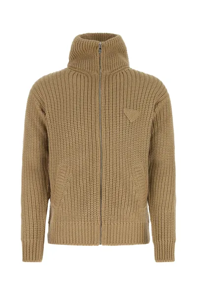 Prada Biscuit Alpaca Cardigan  Nd  Uomo 50 In Brown