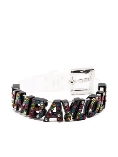 Bimba Y Lola Crystal-embellished Logo Lettering Bracelet In Black