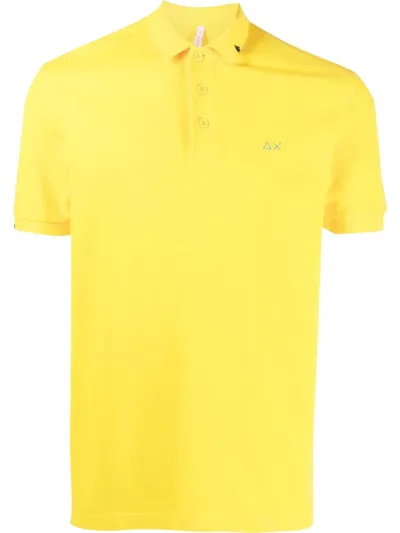 Sun 68 Embroidered-logo Cotton Polo Shirt In Gelb