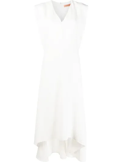 Yves Salomon Sleeveless V-neck Midi Dress In White