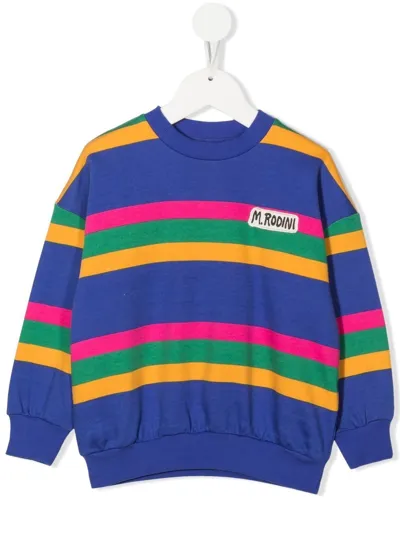 Mini Rodini Striped Logo-embroidered Sweatshirt In Blue