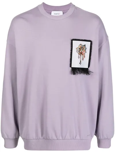 Ports V Graphic-print Crew Neck Sweatshirt In Purple