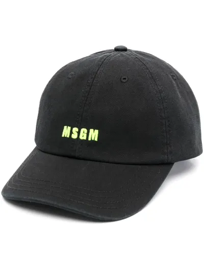 Msgm Embroidered Logo Baseball Cap In Black