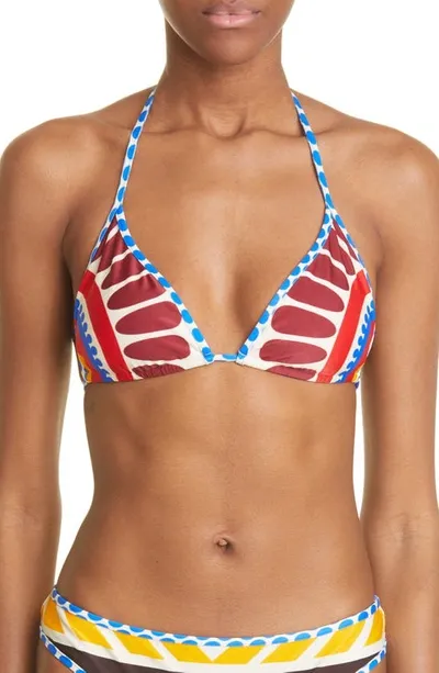 La Doublej Abstract Print Halterneck Bikini Top In Solar Placee