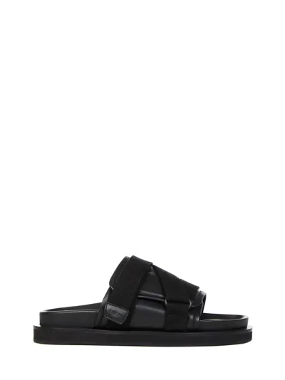 Ambush Leather Padded Strappy Slides In Black