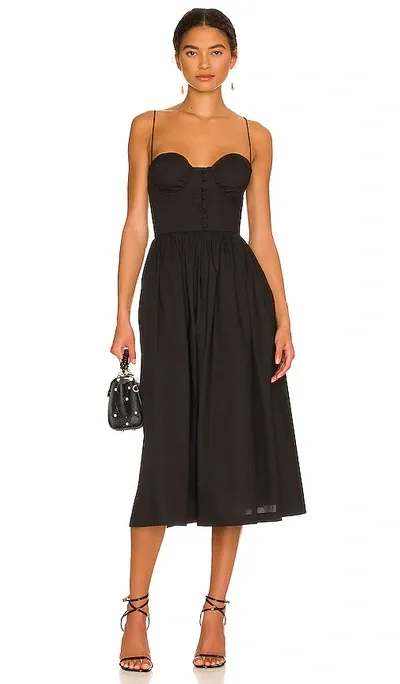 L'academie The Sonia Midi Dress In Black