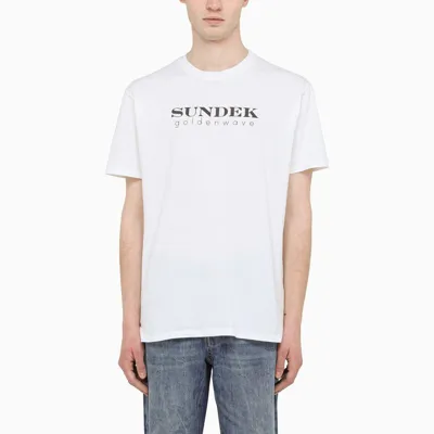 Sundek Golden Wave Off White Logo-print Crewneck T-shirt