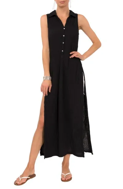 Everyday Ritual Vivienne Cotton Gauze Sleeveless Maxi Dress In Black