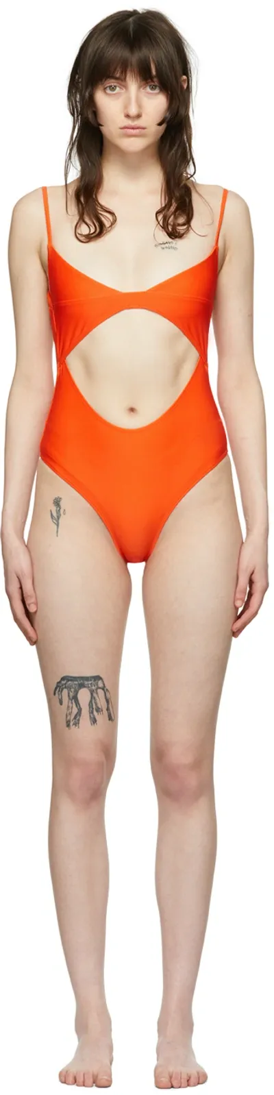 Jacquemus Le Maillot Aranja Cutout Swimsuit In Orange